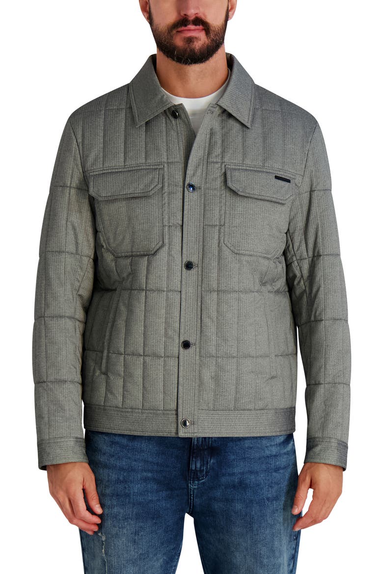 Quilted Herringbone Shirt Jacket, Main, color, GREY