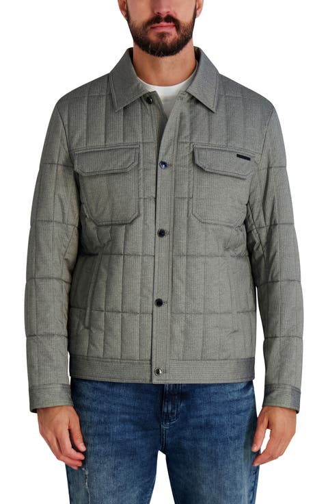 Quilted Herringbone Shirt Jacket