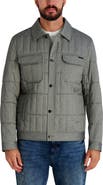 KARL LAGERFELD Quilted Herringbone Shirt Jacket