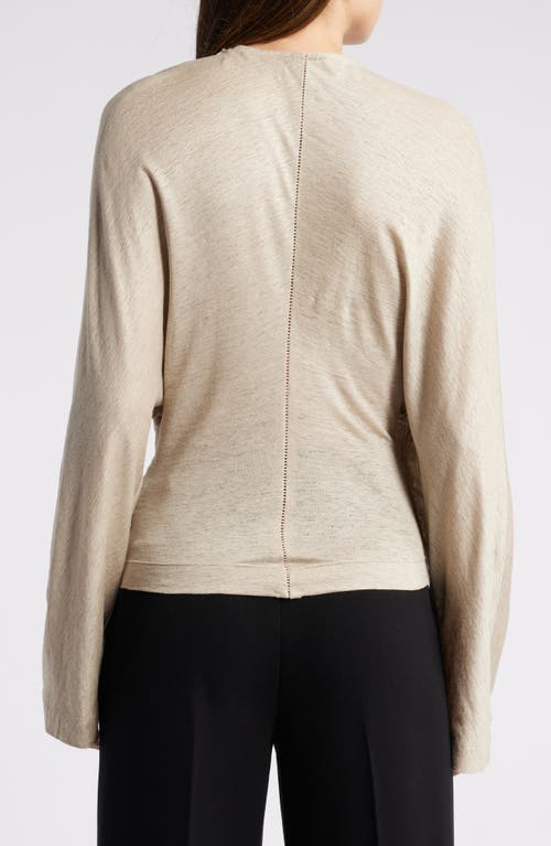 Shop Faithfull The Brand Ciel Ladder Stitch Dolman Sleeve Linen Top In Oatmeal