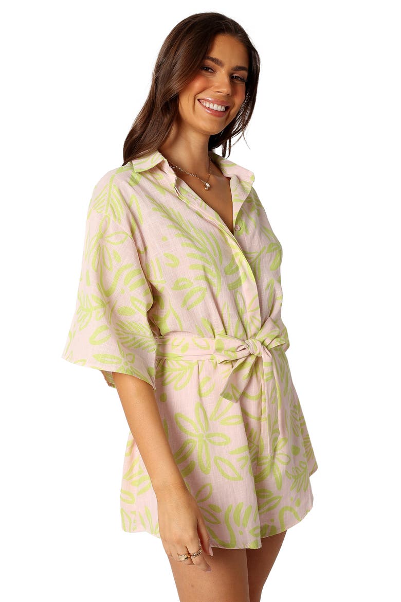 Dolce Tie Waist Cotton Romper, Alternate, color, CITRUS
