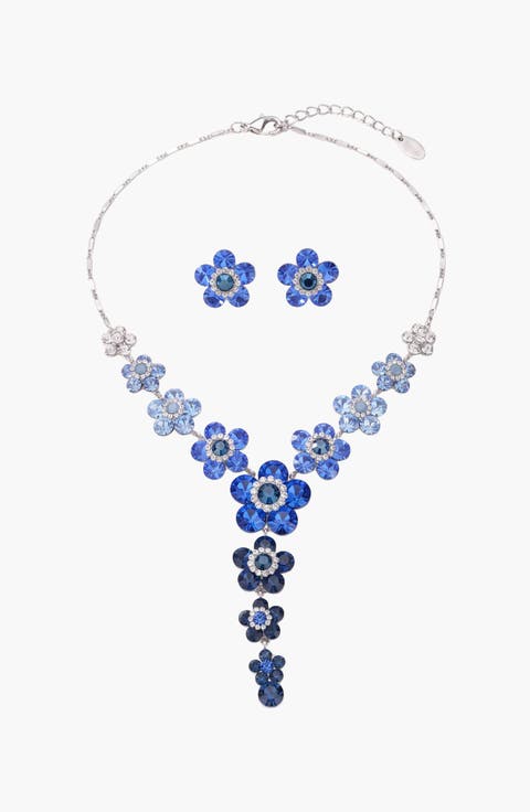 Crystal Daisy Necklace and Earring Set