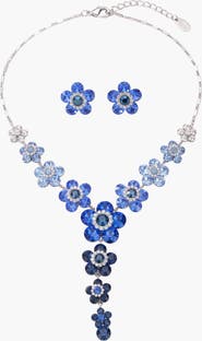 Modenaire Crystal Daisy Necklace and Earring Set