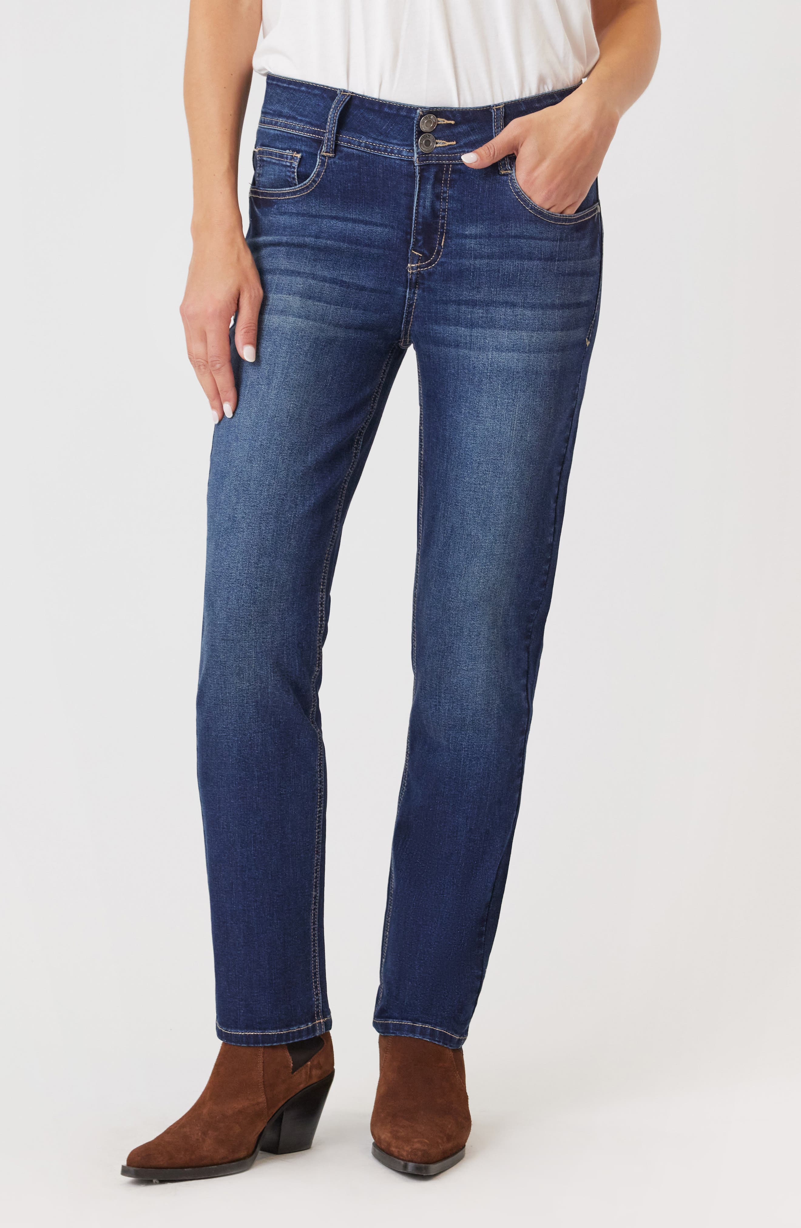 Sculpt Mid Rise Straight Leg Jeans