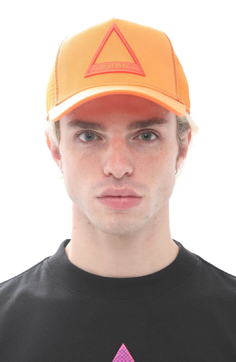 HVMAN Triangle Logo Trucker Hat, Main, color,