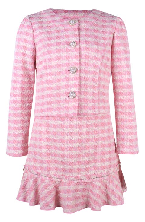 Kids Bouclé Jacket & Skirt Set (Big Kid)