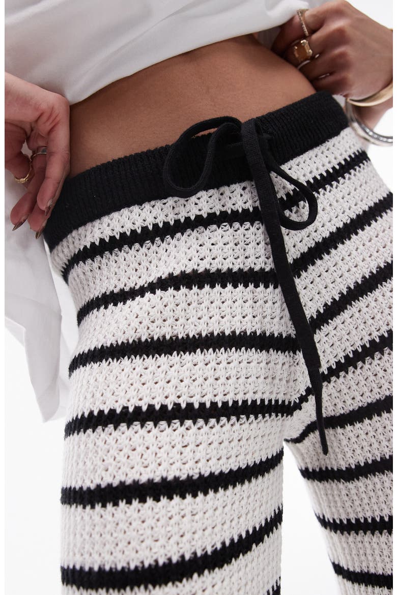 Stripe Open Stitch Knit Drawstring Pants, Alternate, color, WHITE MULTI