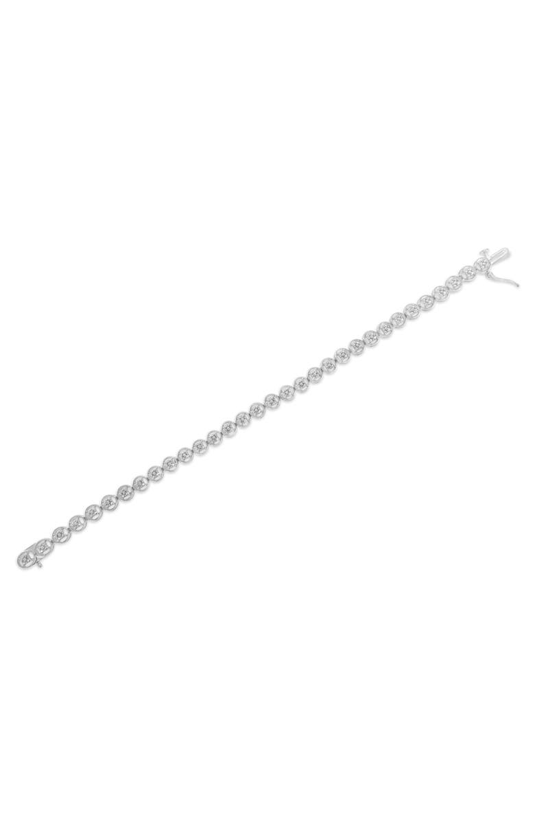 Haus of Brilliance Silver 1/10 Cttw Diamond Open Circle Beaded Wheel Link Tennis Bracelet, Alternate, color, White