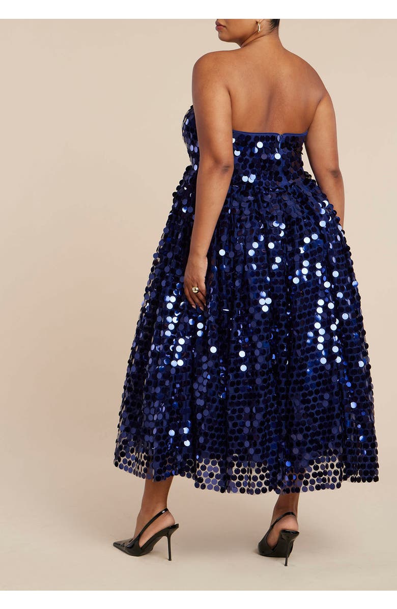ELOQUII Paillette Dress With Big Skirt, Alternate, color, Navy