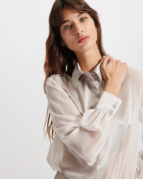 Theo The Label Idalia Plasteron Chiffon Blouse In White