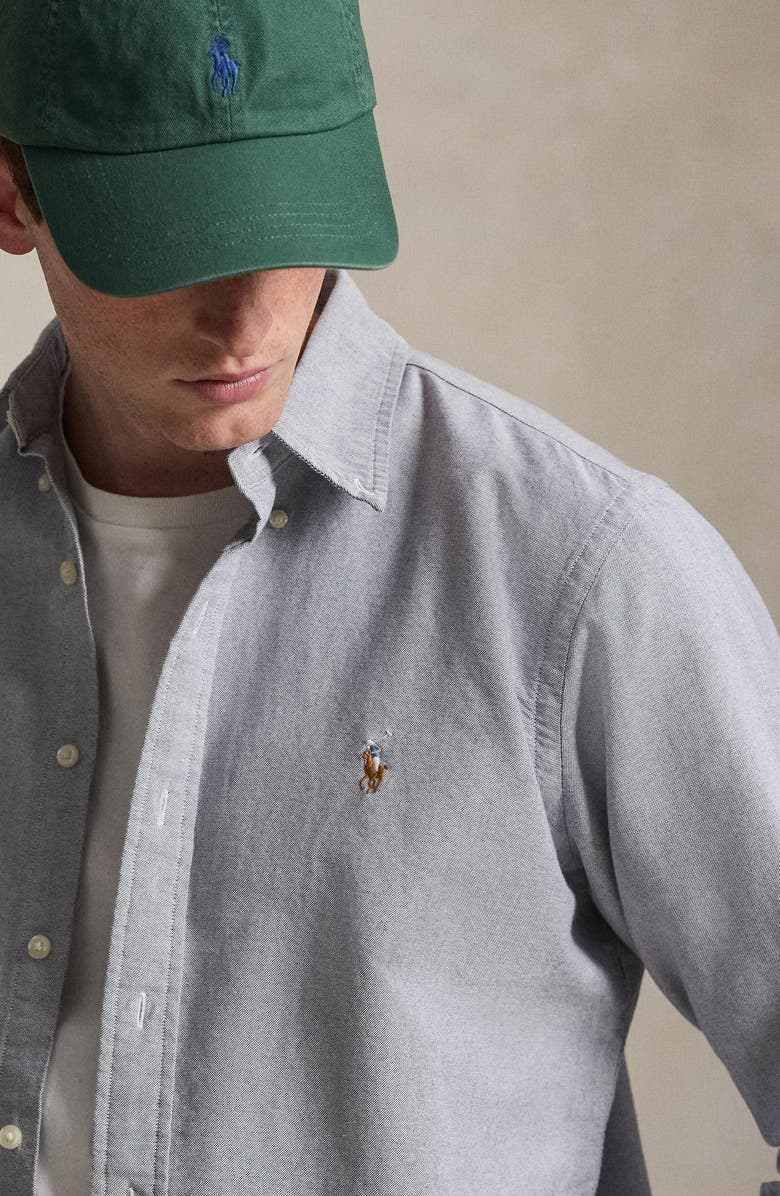 Polo Ralph Lauren The Iconic Solid Cotton Button-Down Oxford Shirt, Alternate, color, Navy