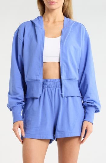 Z by Zella Relay French Terry Crop Full Zip Hoodie | Nordstromrack