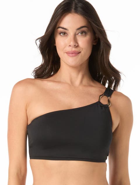 Ring One Shoulder Crop Swim Top