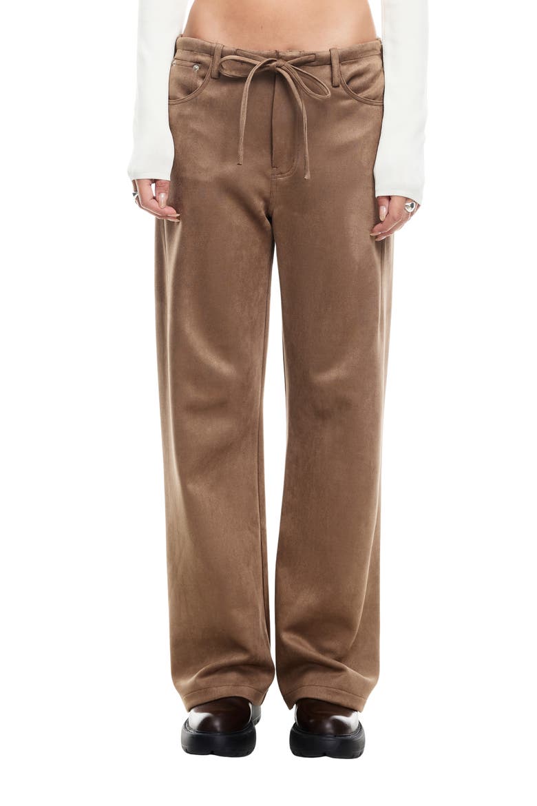 Dusty Faux Suede Straight Leg Pants, Main, color, COFFEE