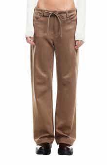 LIONESS Dusty Faux Suede Straight Leg Pants