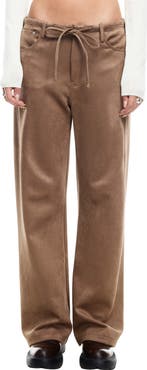 LIONESS Dusty Faux Suede Straight Leg Pants