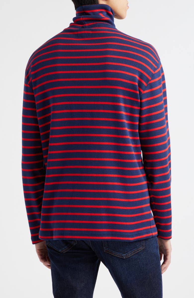BEAMS Fraise Stripe Long Sleeve Turtleneck Cotton Rib T-Shirt, Alternate, color,