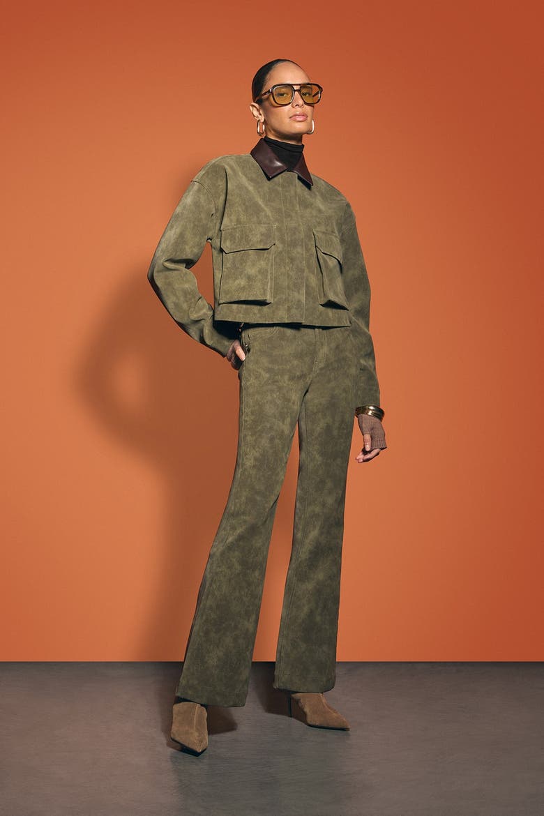 Dani Faux Suede Flare, Alternate, color, ARMY GREEN