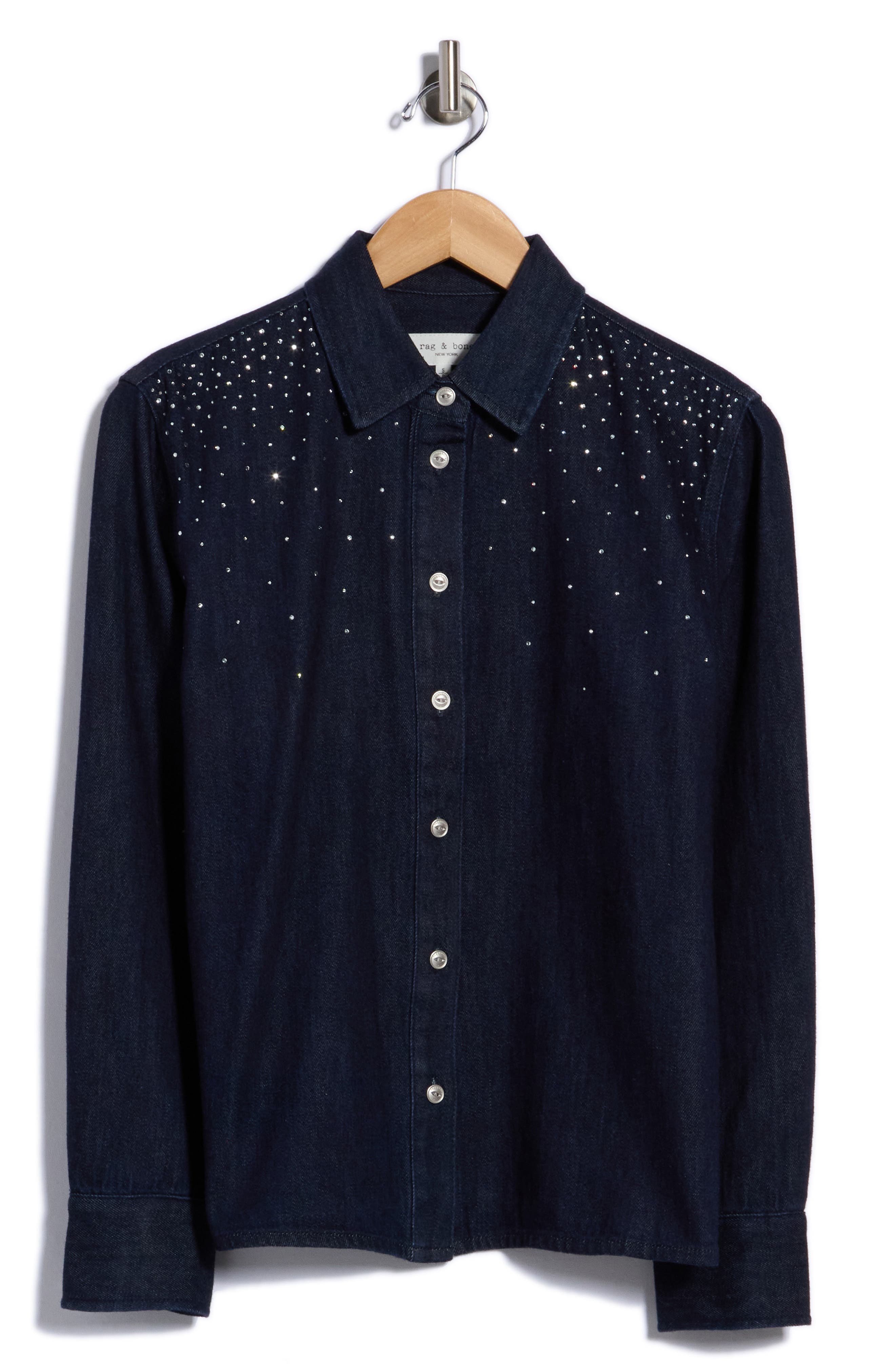 Denise Embellished Cotton Denim Shirt