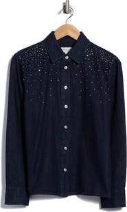 rag & bone Denise Embellished Cotton Denim Shirt