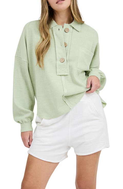 Button Placket Sweater Top