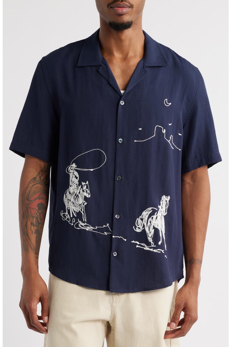Into the Distance Camp Shirt, Alternate, color, NAVY