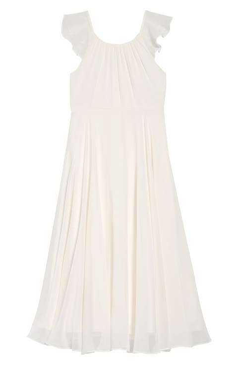 Flutter Sleeve Chiffon Flower Girl Dress (Toddler Girl, Little Girl & Big Girl)