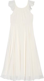 Dessy Collection Flutter Sleeve Chiffon Flower Girl Dress