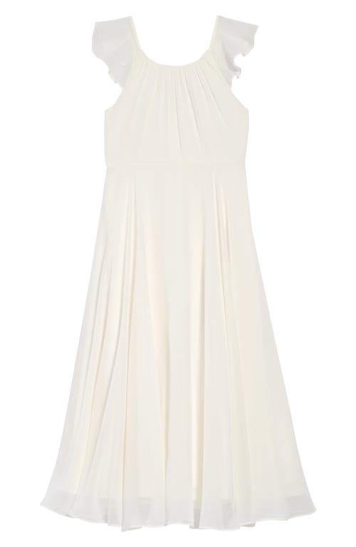 Dessy Collection Flutter Sleeve Chiffon Flower Girl Dress in Ivory 