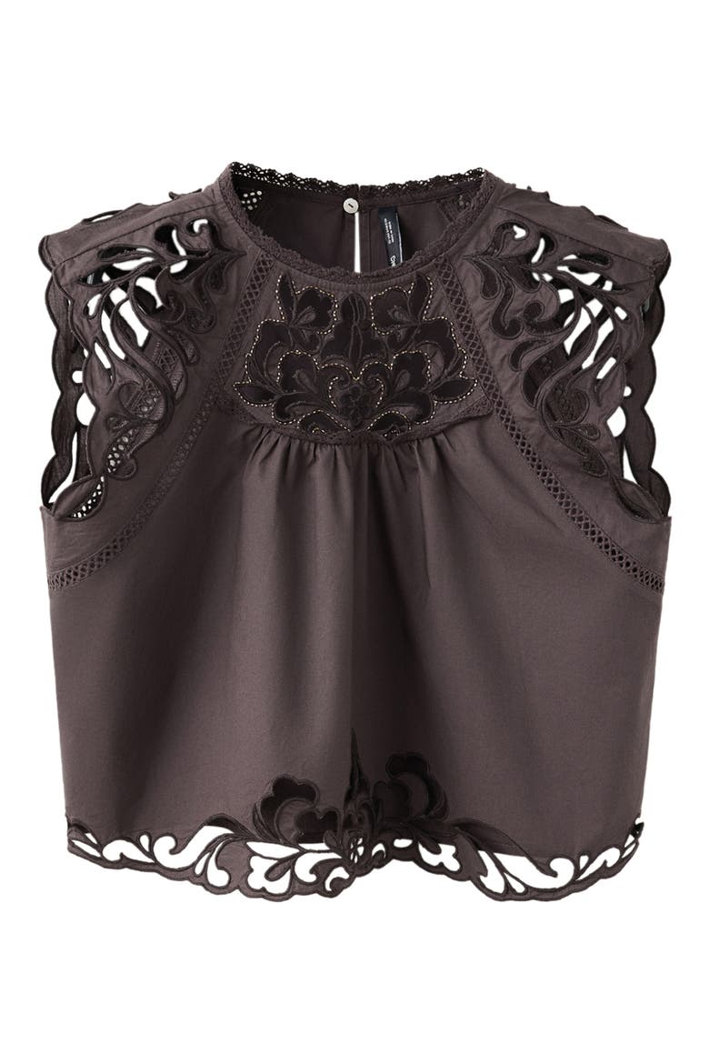 Cotton Openwork Sleeveless Top, Alternate, color, BROWN