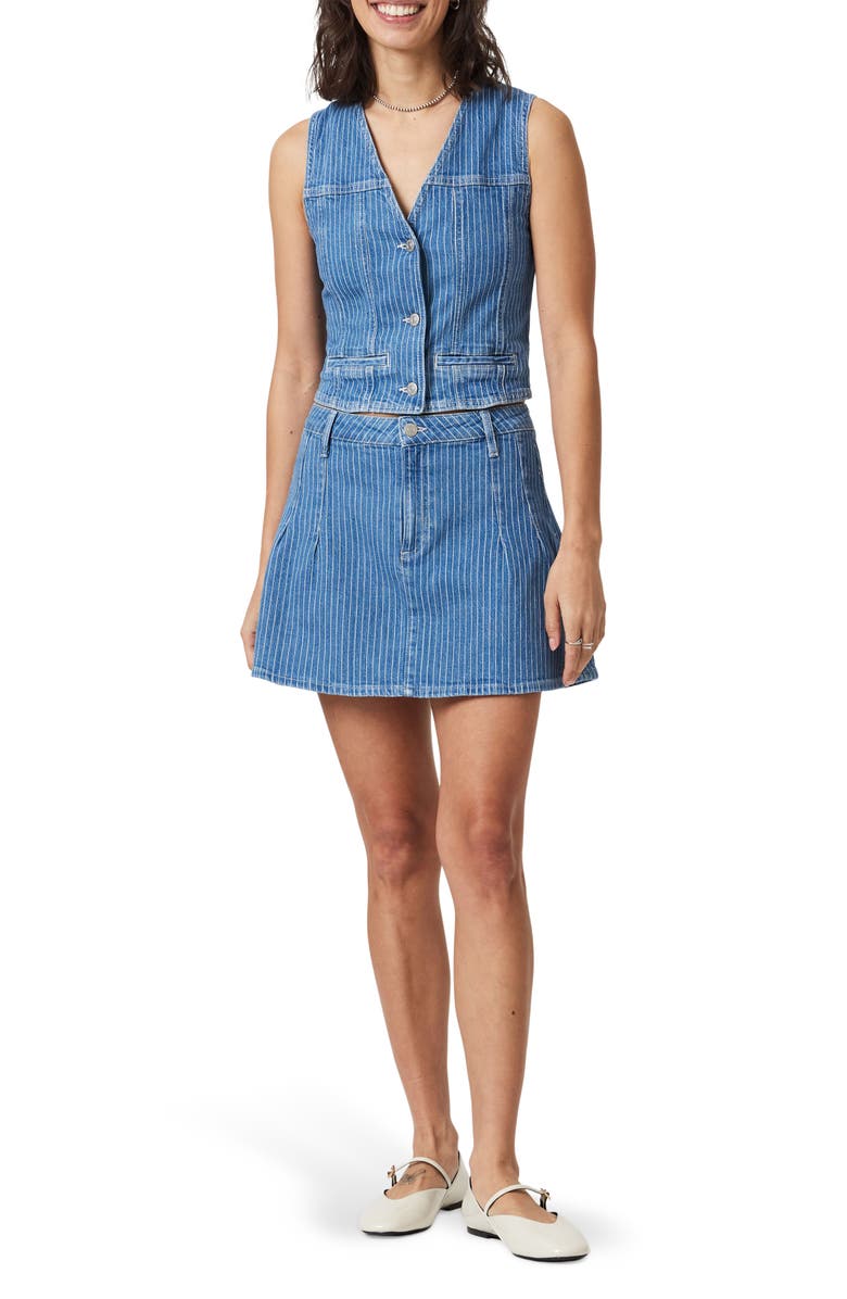 Mavi Jeans Pinstriped Denim Button-Up Vest, Alternate, color, Blue Stripe Denim