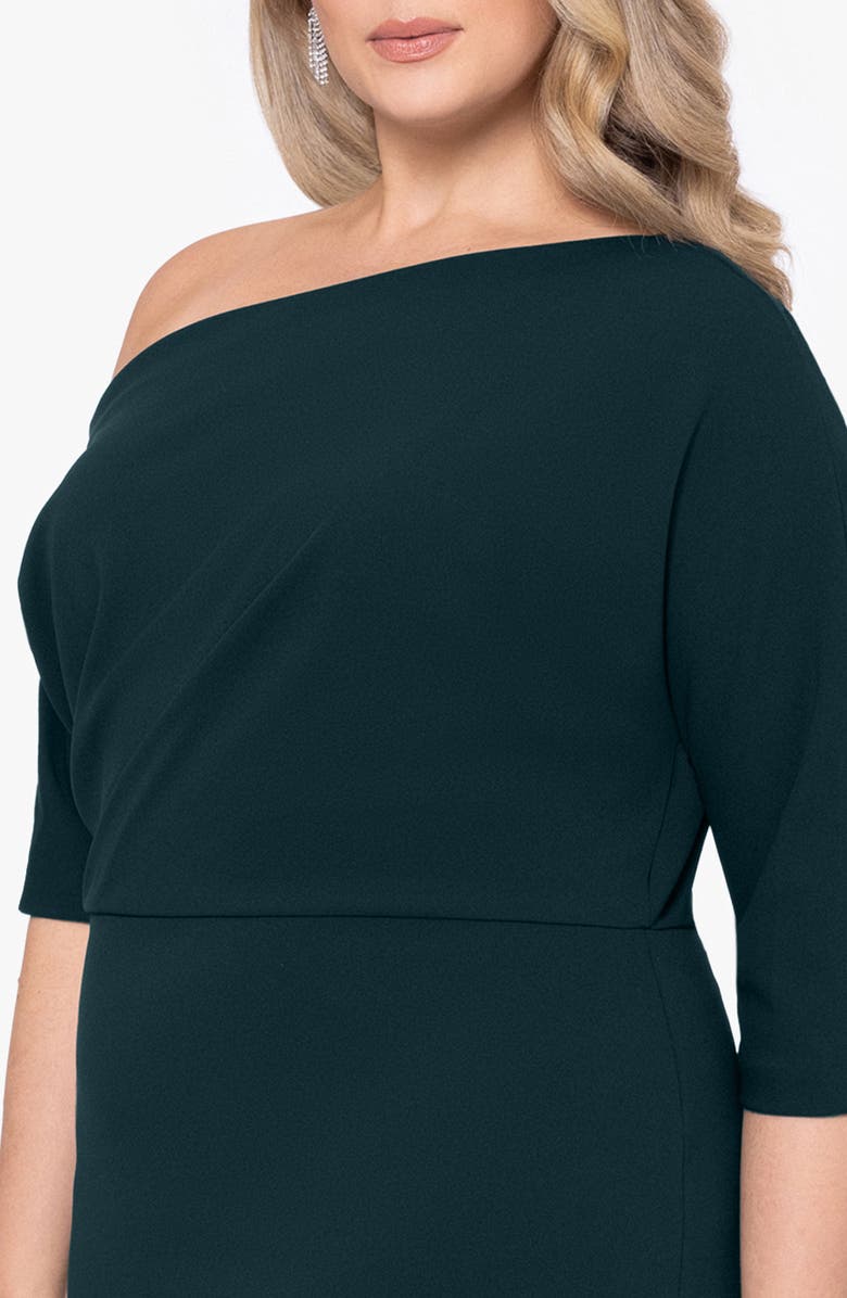 Betsy & Adam One-Shoulder Scuba Crepe Gown, Alternate, color, 