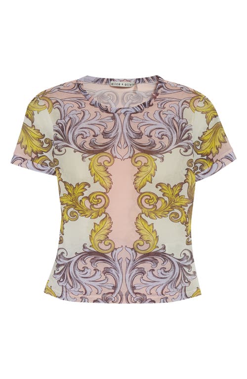 Alice And Olivia Day Dreamer Tess Crewneck Tee In Off White/oatmeal
