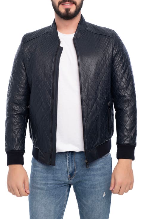 Quilted Leather Bomber Jacket
