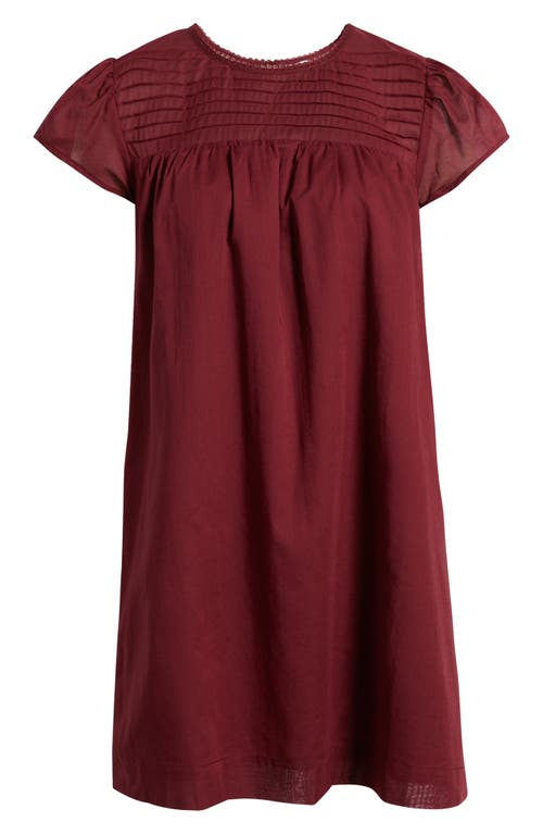 Charles Henry Pintuck Cotton Minidress In Burgundy