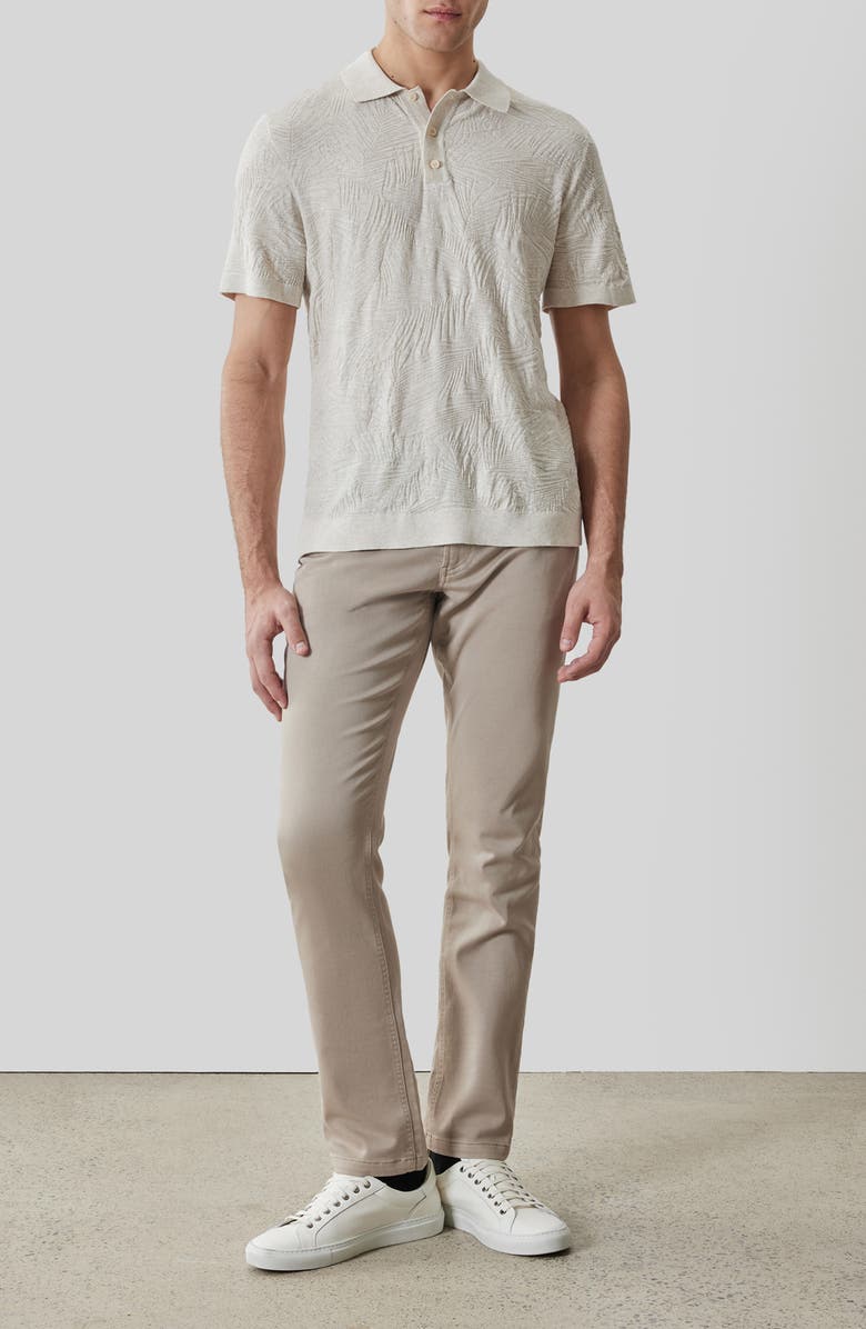 Robert Barakett Jorik Leaf Jacquard Polo Sweater, Alternate, color, Moonstone