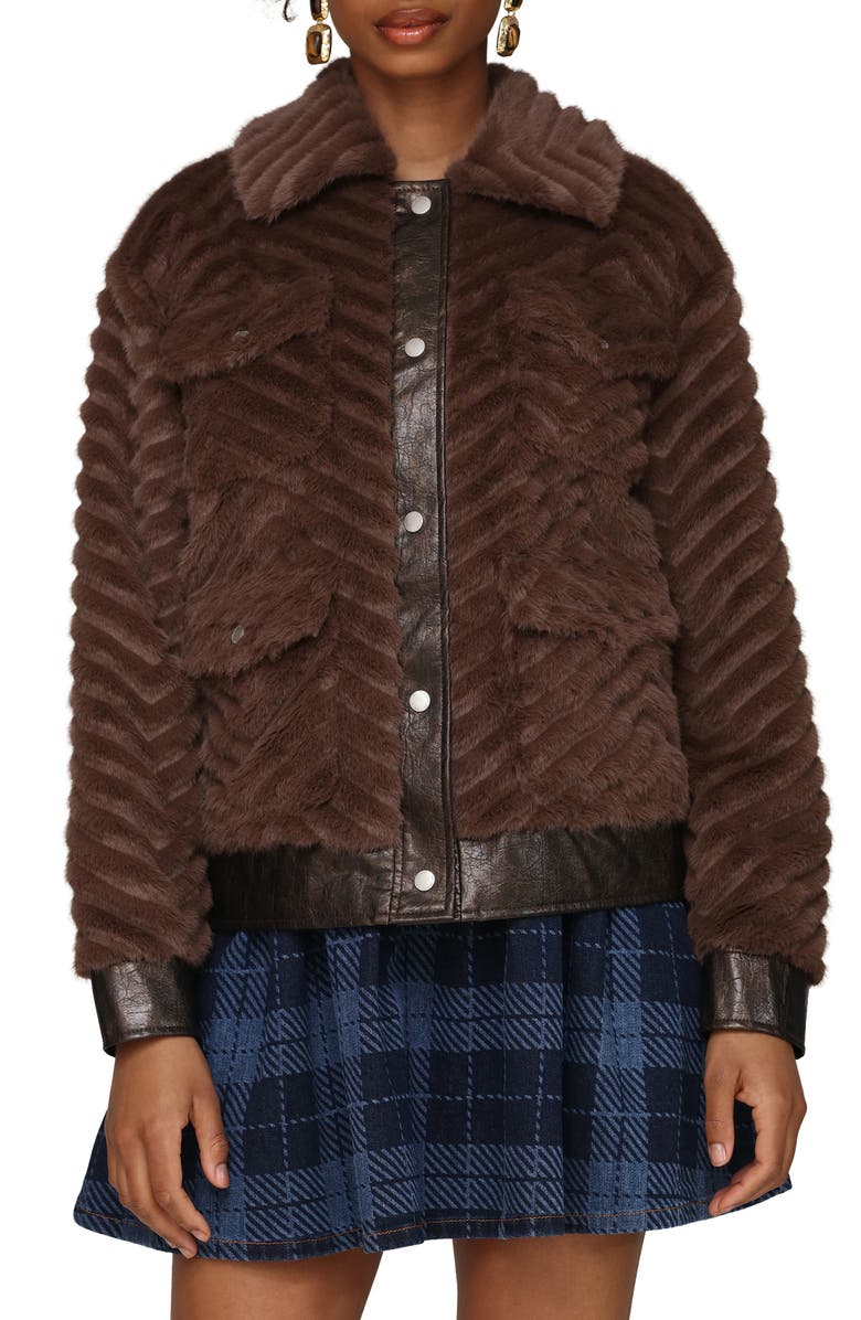 Avec Les Filles Faux Fur Trucker Jacket, Main, color, Mink-Java