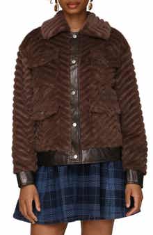 Avec Les Filles Faux Fur Trucker Jacket