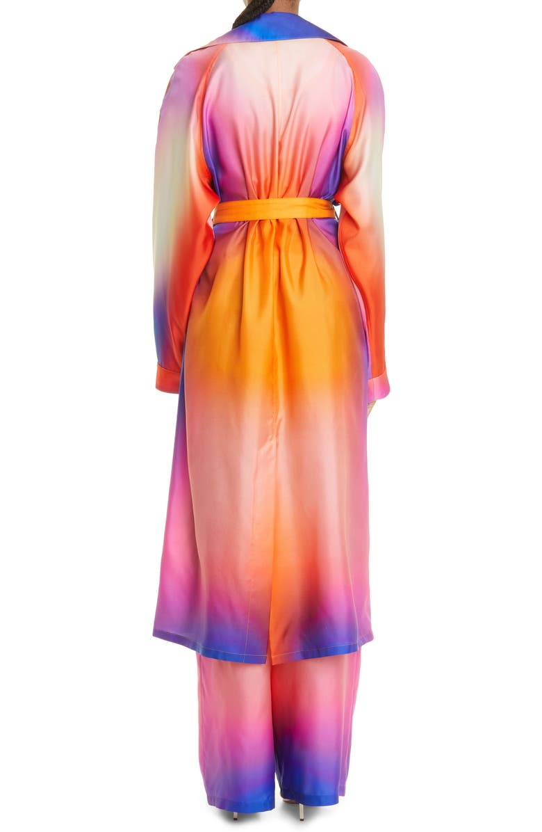 LAPOINTE Aura Print Silk Taffeta Trench Coat, Alternate, color, 
