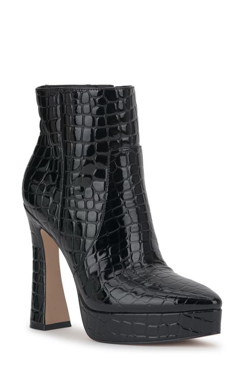 Nerix Croc Embossed Platform Bootie