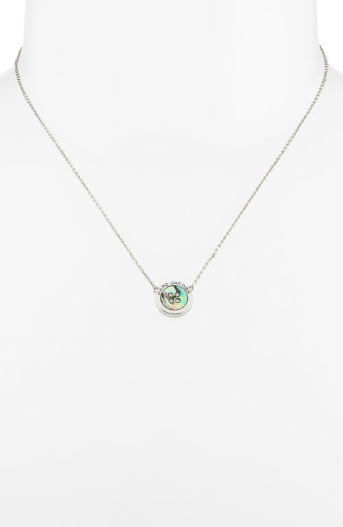 Marc Jacobs The Button Crystal Embellished Pendant Necklace In Silver/abalone