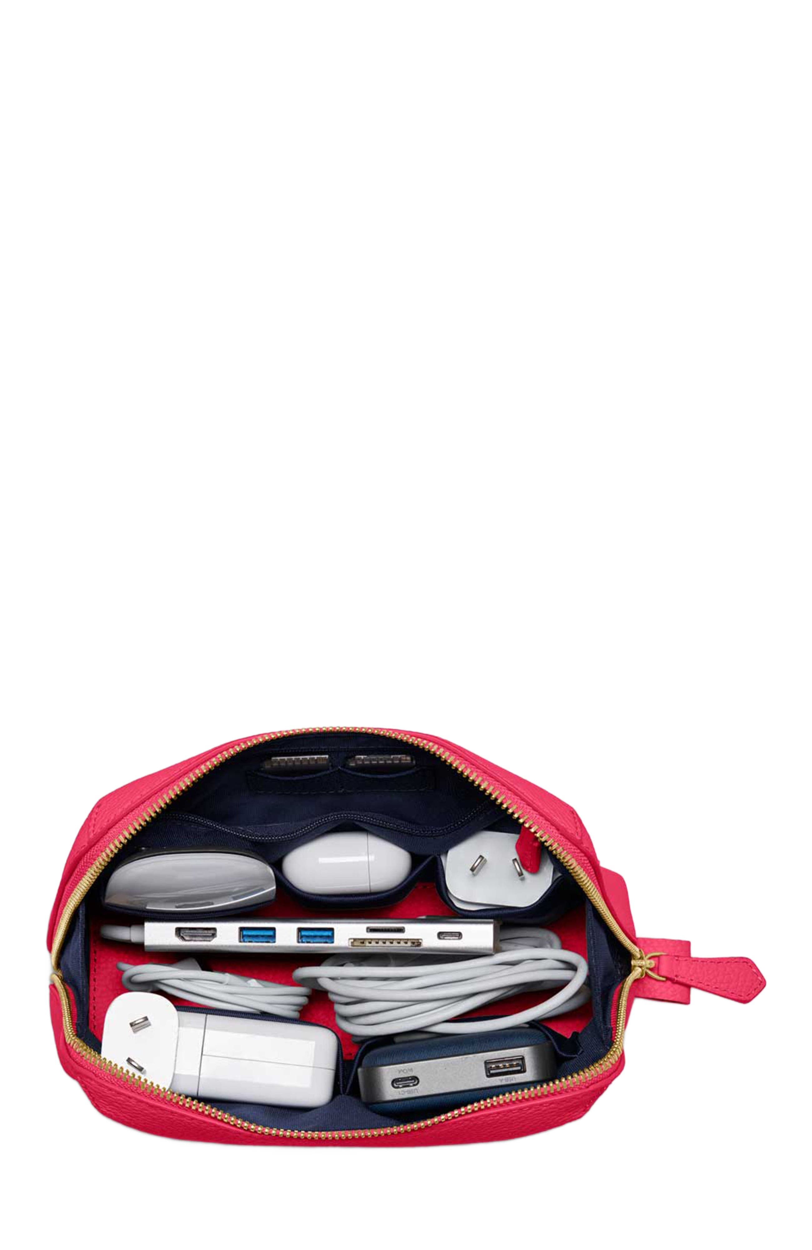 MAISON de SABRÉ Leather Tech Pouch, Alternate, color, Shibuya Fuchsia