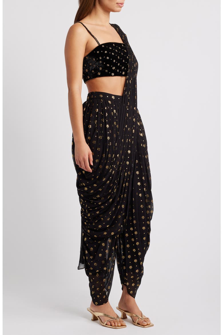 Farah Dhoti & Dupatta Set, Alternate, color, BLACK