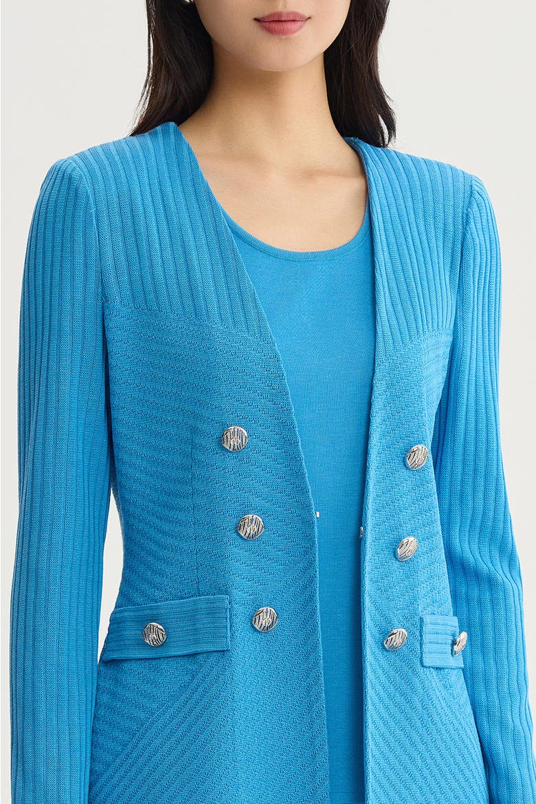 Textural Tonal Knit Jacket, Alternate, color, Tranquil Blue