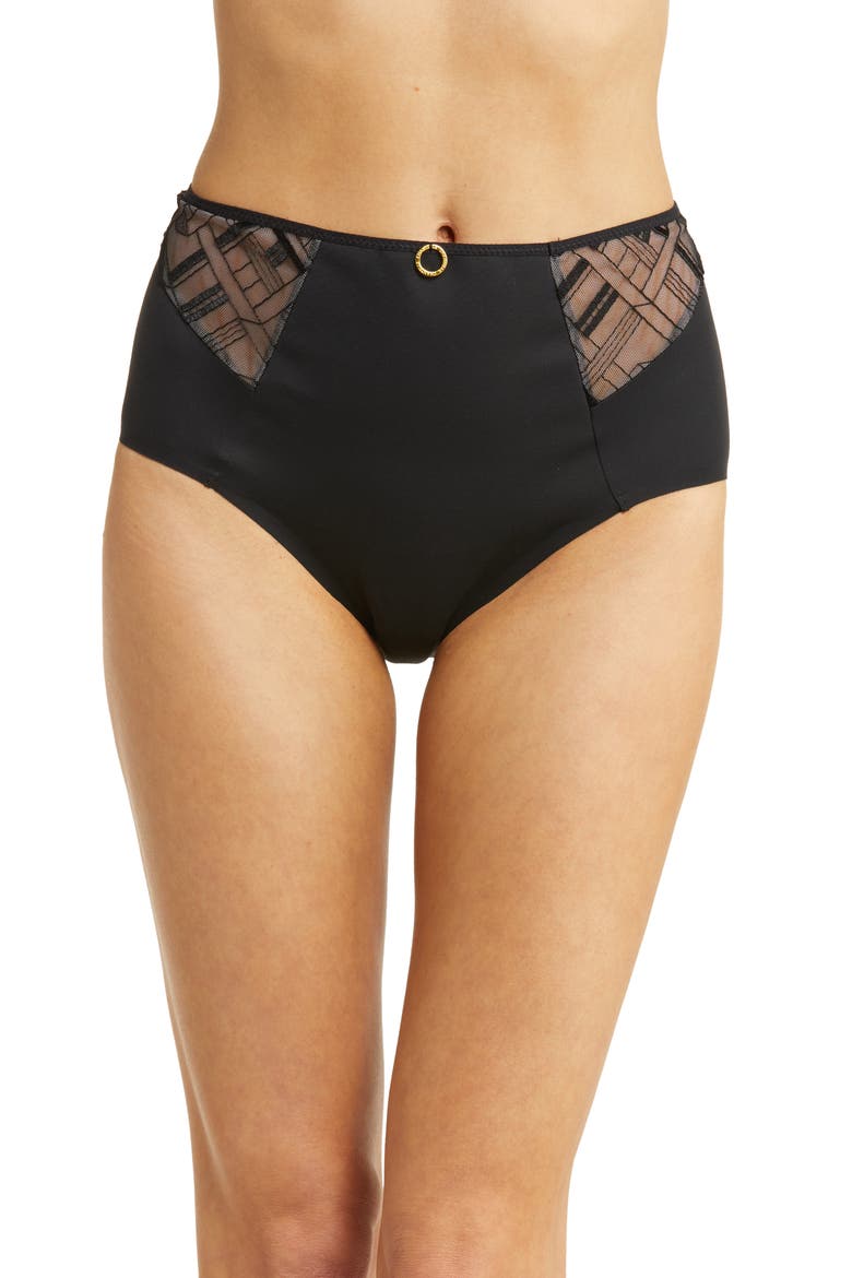Graphic Allure High Waist Support Briefs, Main, color, BLACK-11
