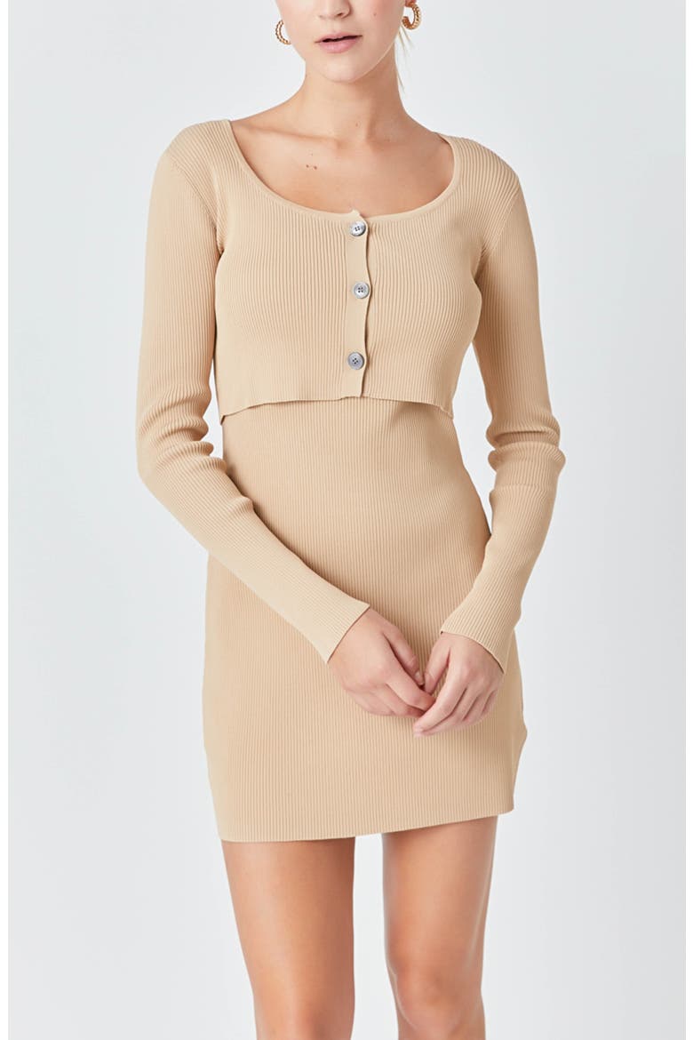 Ribbed Cropped Cardigan, Alternate, color, CAMEL