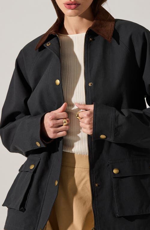 Astr The Label Rylan Corduroy Collar Jacket In Blue