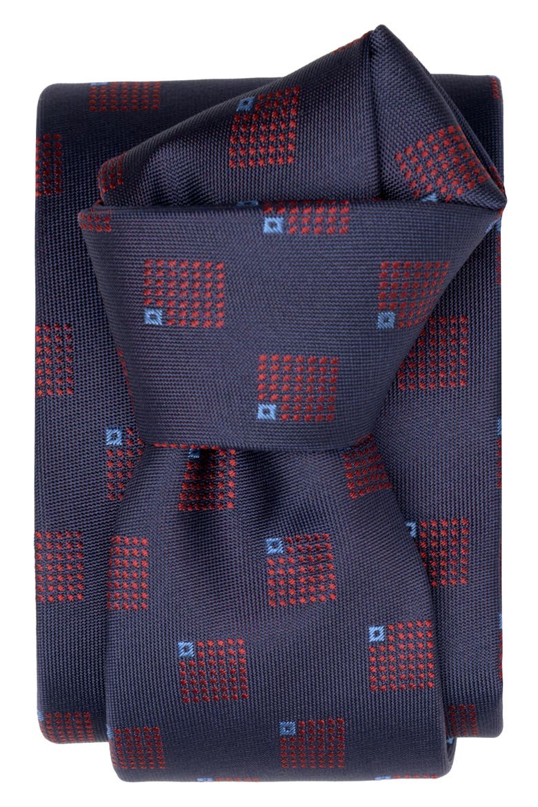 Siena - Extra Long Silk Jacquard Tie for Men, Main, color, Navy