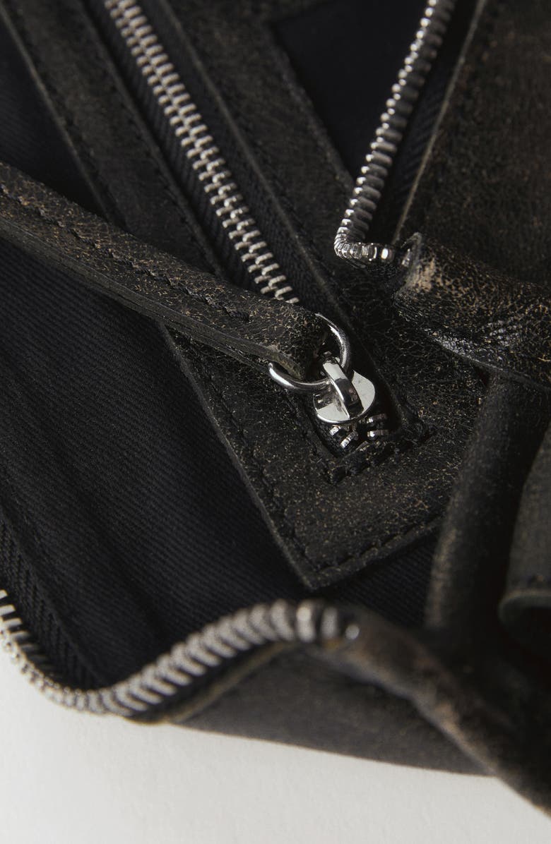 MANGO Leather Shoulder Bag, Alternate, color, Brown