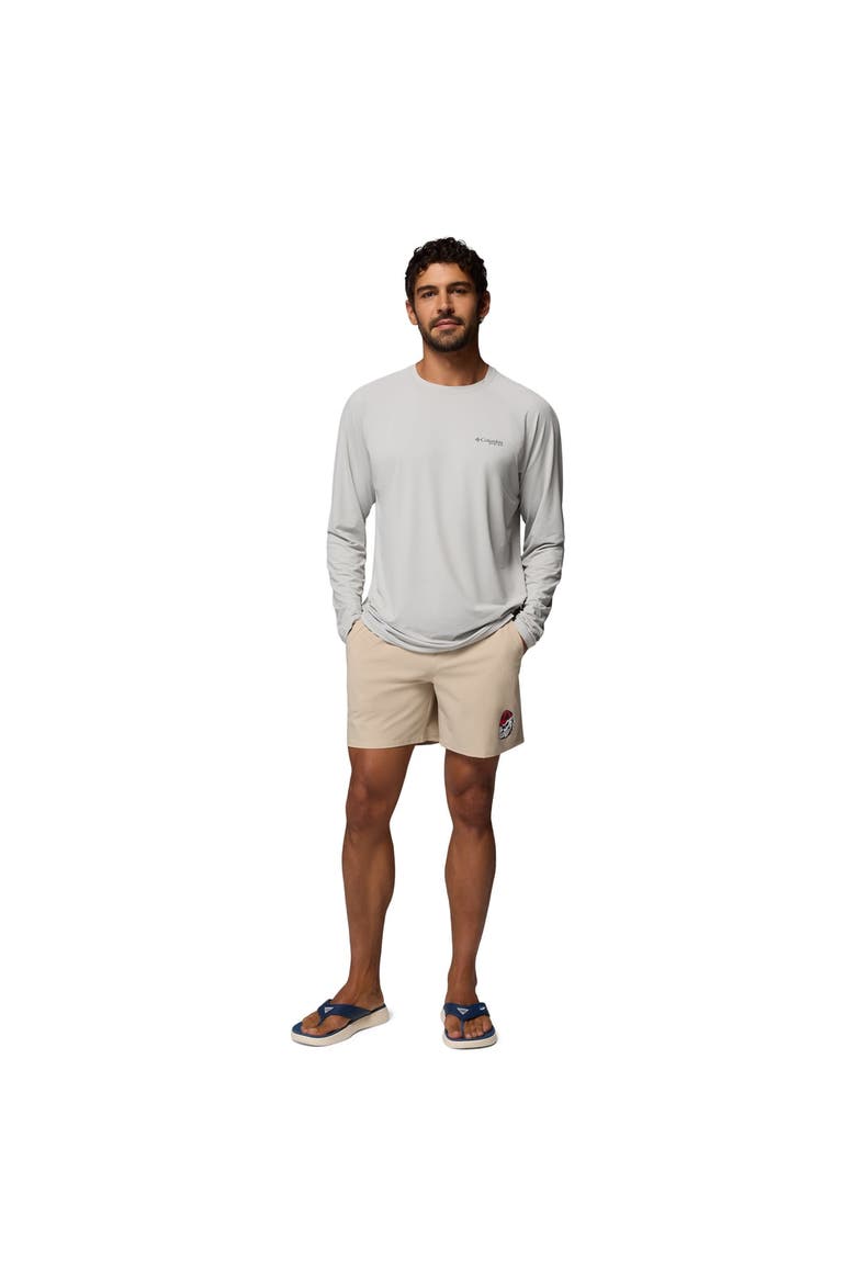 Men's Columbia  Natural Georgia Bulldogs PFG Terminal Roamer™ Omni-Shade™ Stretch Shorts, Alternate, color, Natural